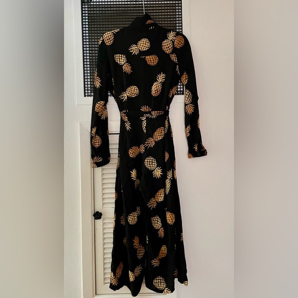 Sugarhill Brighton Pineapple Batik long sleeve wideleg jumpsuit with belt Sz 8 - Picture 4 of 7